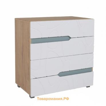 Комод 4 ящика Кристабель-8 900х500х925 дуб ирландский/белый матовый/серо-голубой