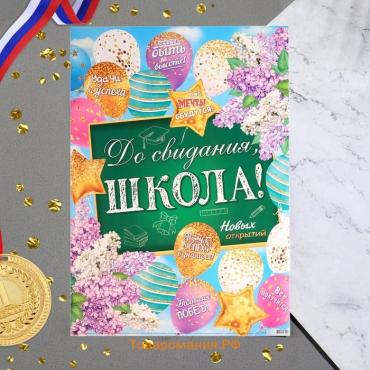 Плакат на выпускной «До свидания, школа!», 50.5×69.7 см