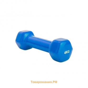 Гантель обрезиненная Bradex SF 0166, синяя, 4 кг