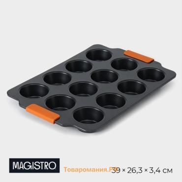 Форма для выпечки Magistro «French Bakery. Круг», 39×26.3×3.4 см, 12 ячеек, антипригарное покрытие