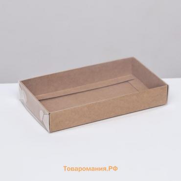 Кондитерская упаковка, крафт с PVC крышкой, 18 х 10 х 3 см